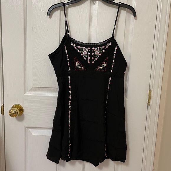 Urban Outfitters Black Skyler Frock Embroidered Mini Dress - Picture 3 of 5